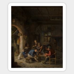 Peasants at an Inn by Adriaen van Ostade Sticker